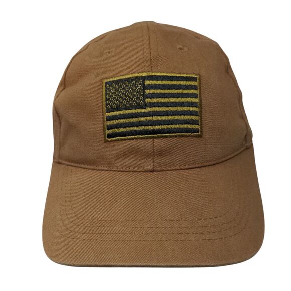 USA Flag Voodoo Tactical Strapback Hat Brown OSFA Adjustable Patriotic 6 Panel - Picture 1 of 8